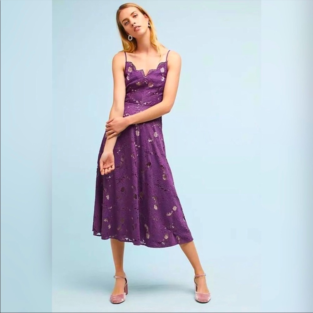 Anthropologie Moulinette Souers Purple Lace Dress